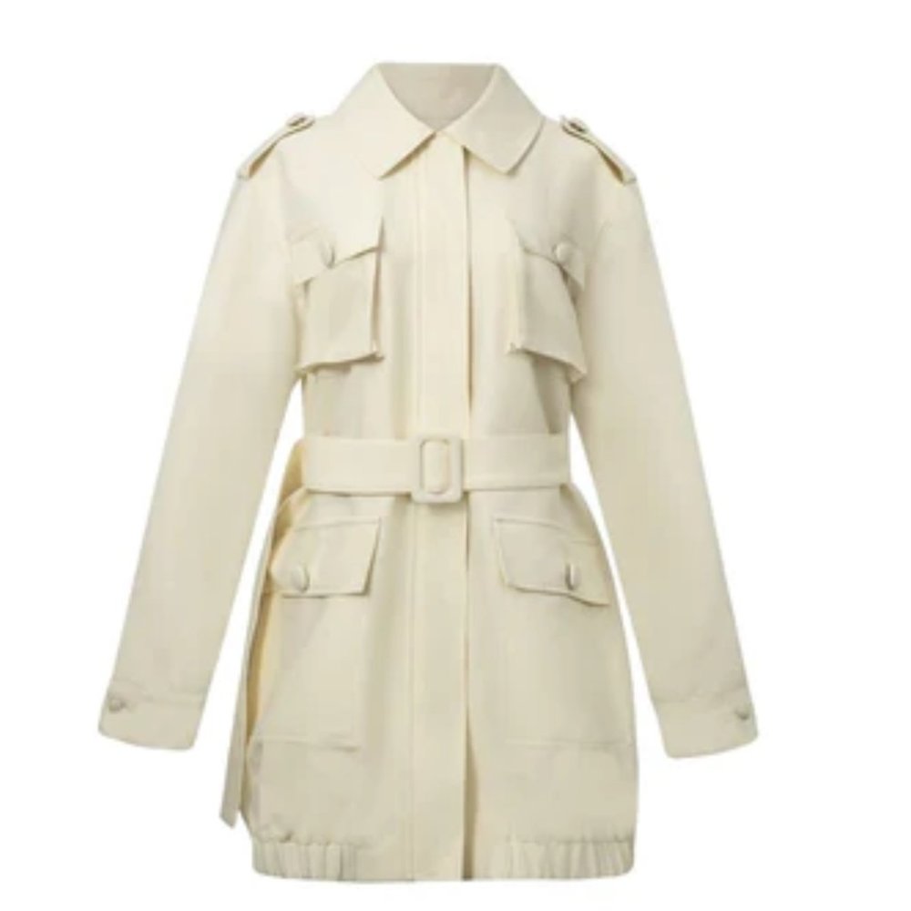 NWT WOMEN'S HOTTIE + LORD WOOL AND SILK BLEND BELTED LONG SLEEVES DRESS JACKET